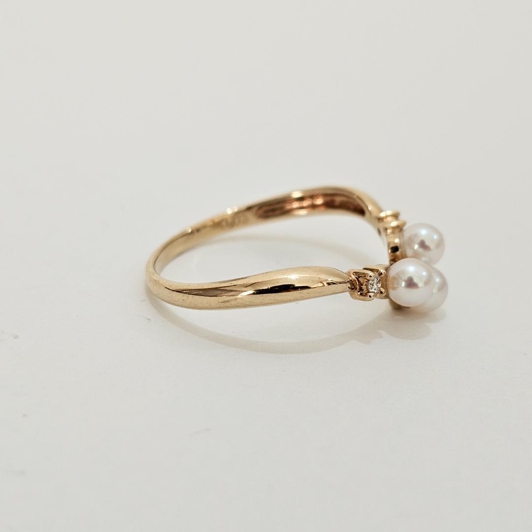 1984 タサキパールダイヤリングK18YGイエローゴールド14.5号3.4mm