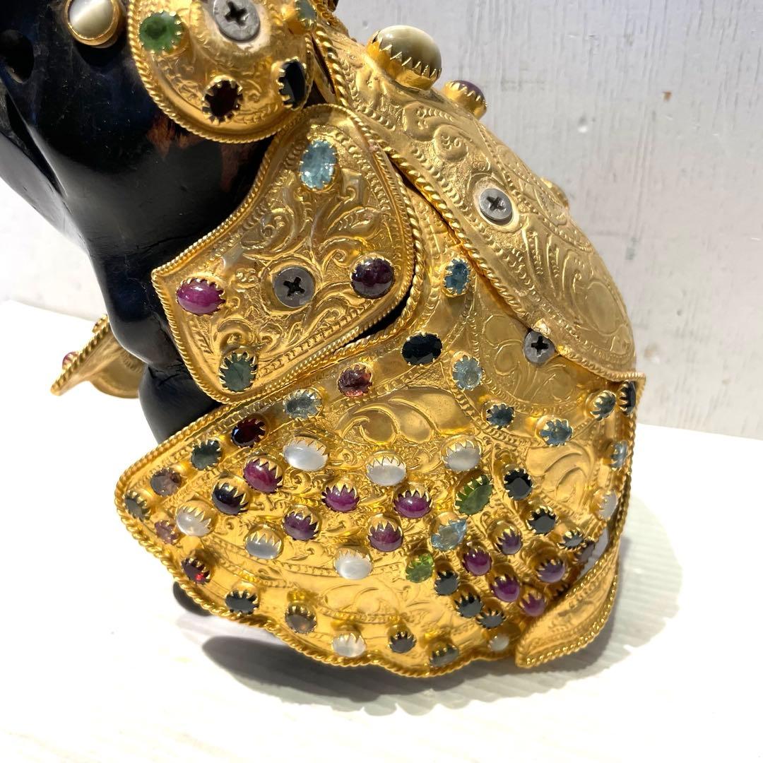 希少 中国美術 木彫 宝石飾 小象 象 置物 飾り物 インテリア コレクション