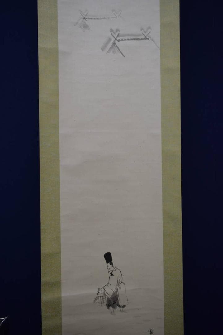 真作/観海/雪中神主図/布袋屋掛軸HG-31