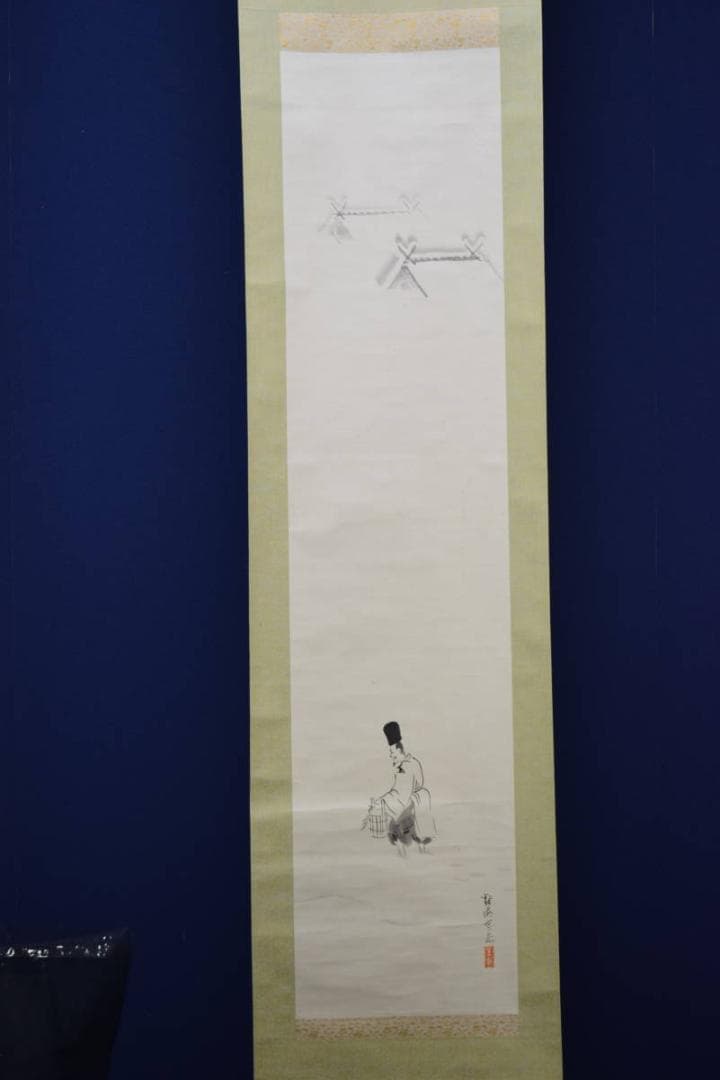 真作/観海/雪中神主図/布袋屋掛軸HG-31