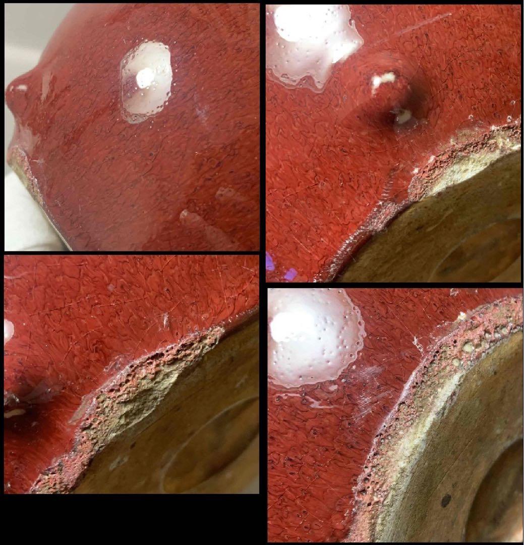 中国 紅釉丸形炉（洗筆）　f2250911