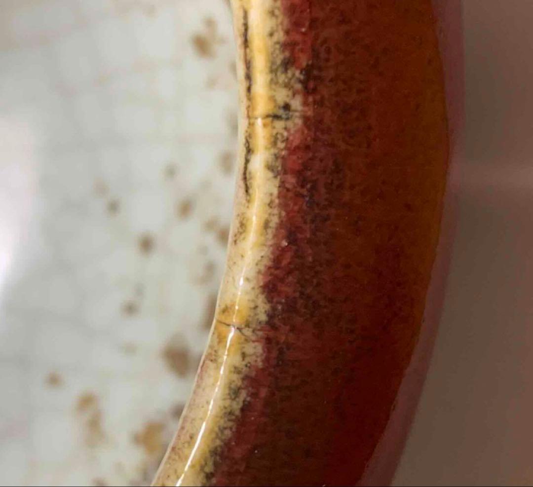 中国 紅釉丸形炉（洗筆）　f2250911