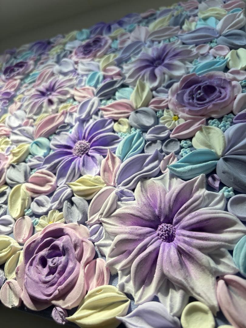 テクスチャーアート 花束 壁掛け インテリア 現代アート 花の絵