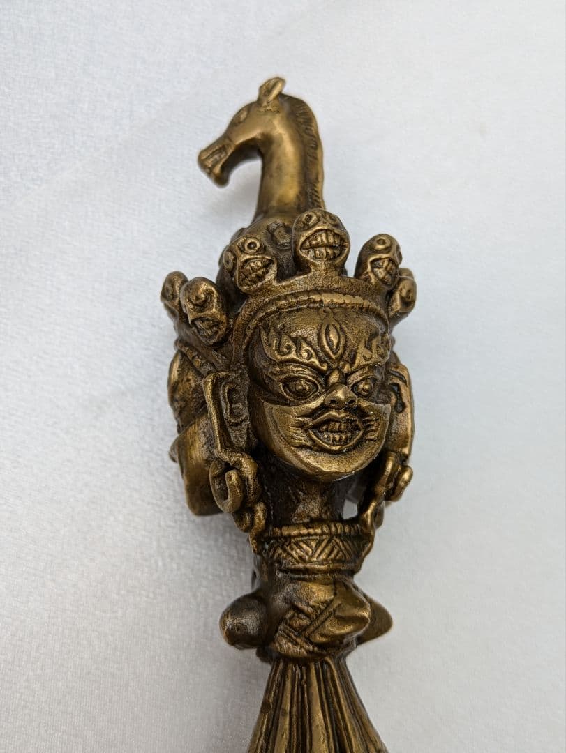 ☆b393、真鍮 プルパ（3面憤怒尊）ブラス 密教法具 チベット 金剛杵