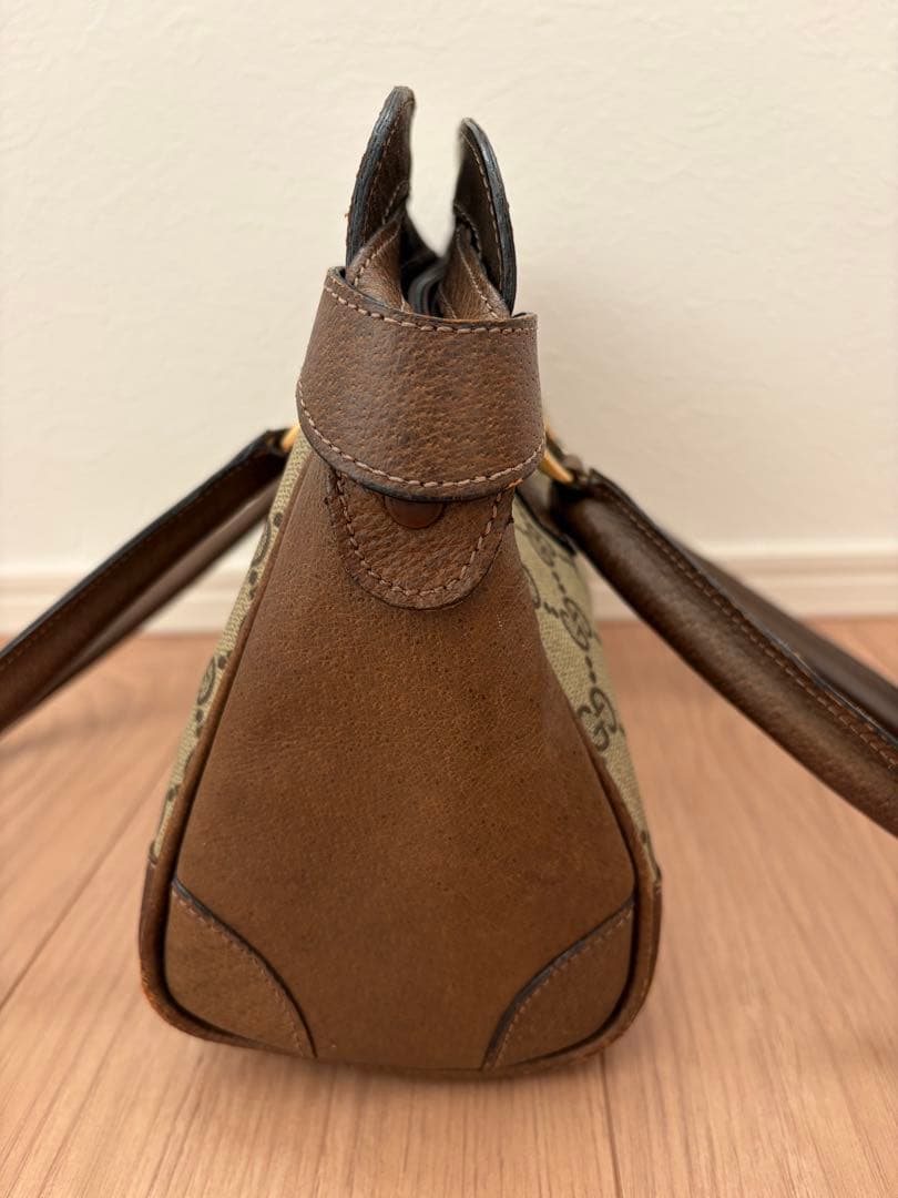 【希少デザイン】GUCCI オールドグッチ ハンドバッグ GGスプリーム 盾ロゴ