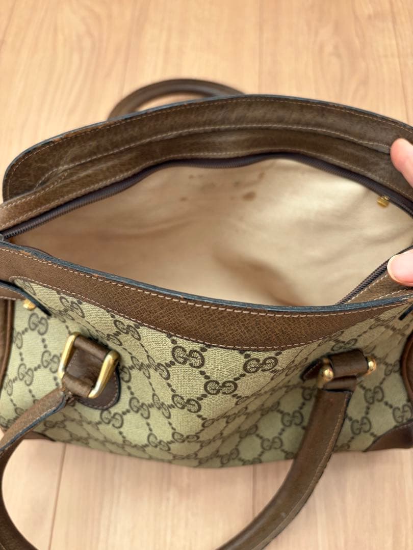 【希少デザイン】GUCCI オールドグッチ ハンドバッグ GGスプリーム 盾ロゴ