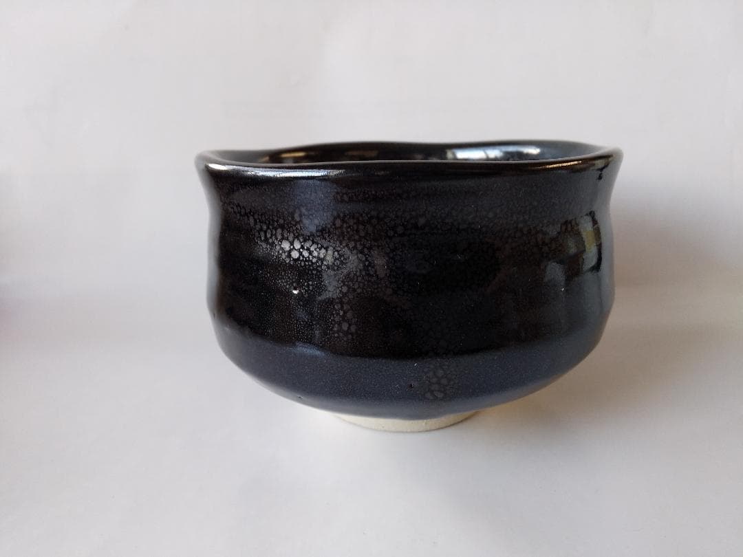 渋沢三久 作 黒釉 茶碗 共箱 共布 茶道具 茶器 抹茶碗 新品 未使用 保管品
