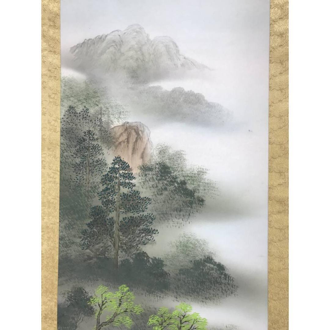 真作/汀舟/彩色山水図/掛軸/名家伝来/AK-806 - メルカリ