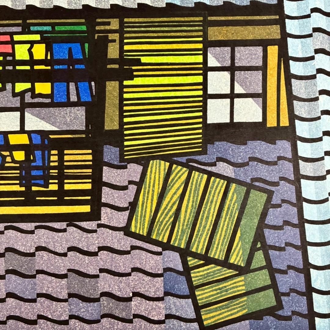 クリフトン・カーフ「ROOF TILES 屋根瓦」木版画 直筆サイン入 '84