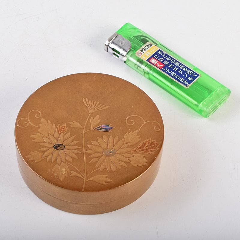 茶道具 金地 花蒔絵 螺鈿装飾 内梨地 香合 合わせ箱付 D R9492