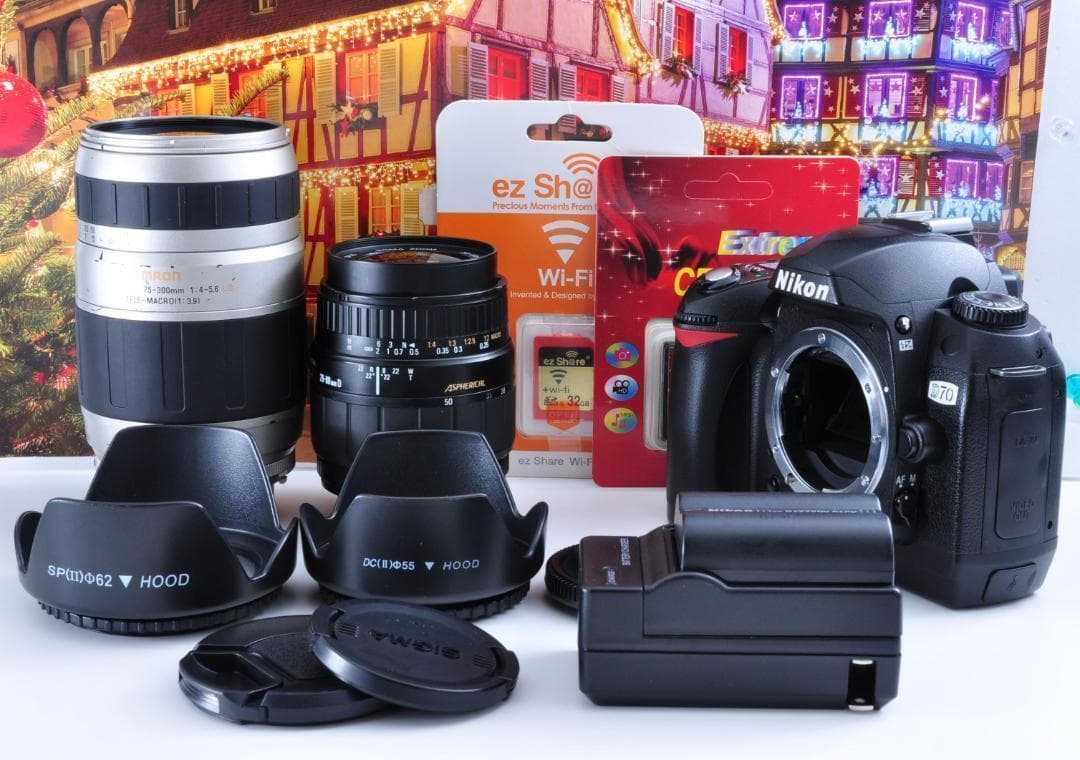 Wi-Fiで携帯へ！Nikon ニコン D70 ダブル レンズセット 一眼入門機 Wi-Fi