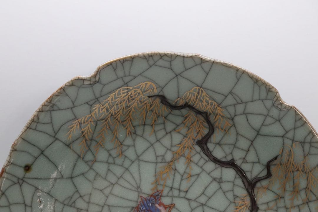 時代 ヒビ焼 水鳥紋大皿 アンティーク 送料込み250927の通販はau PAY