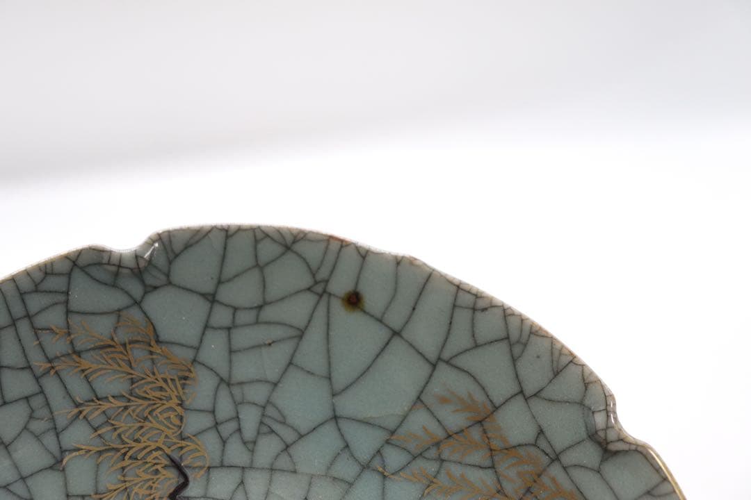 時代 ヒビ焼 水鳥紋大皿 アンティーク 送料込み250927