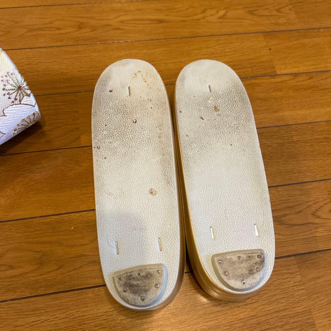 値下げ和装用バッグと草履セット　金色かわいい　成人式　結婚式　草履LL 一蔵