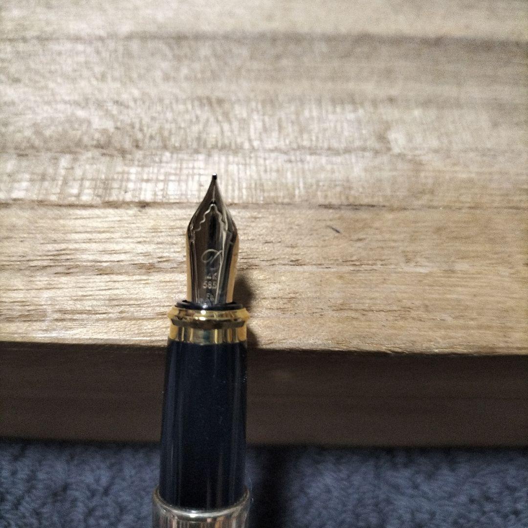 14K シルバー ストライプ模様 万年筆