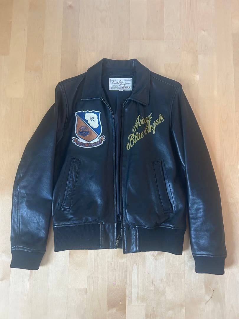 AVIREX レザージャケット ブルーエンジェルス サイズM - メルカリ