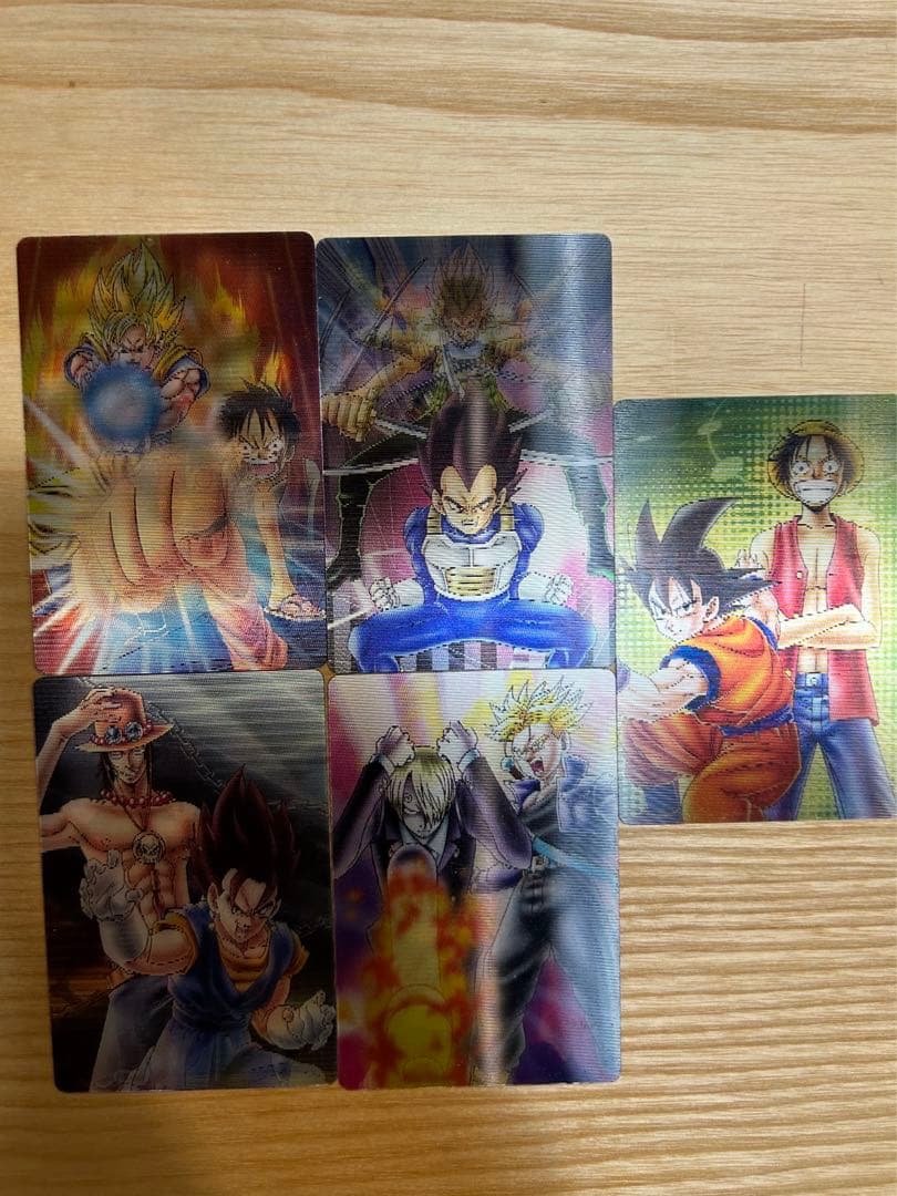 【コンプ】ジャンプ40周年3Dカード5枚セット　ドラゴンボール×ワンピースコラボ