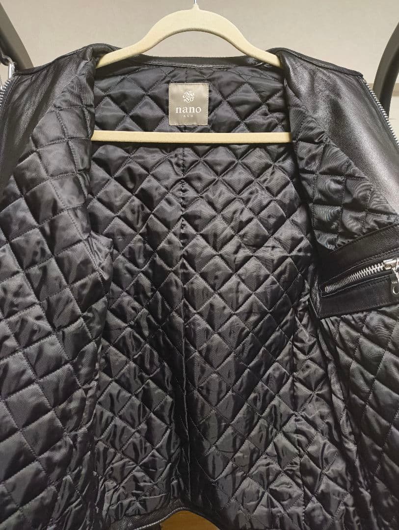 本革 ナノユニバース ライダースジャケット シングル レザー 羊革 M