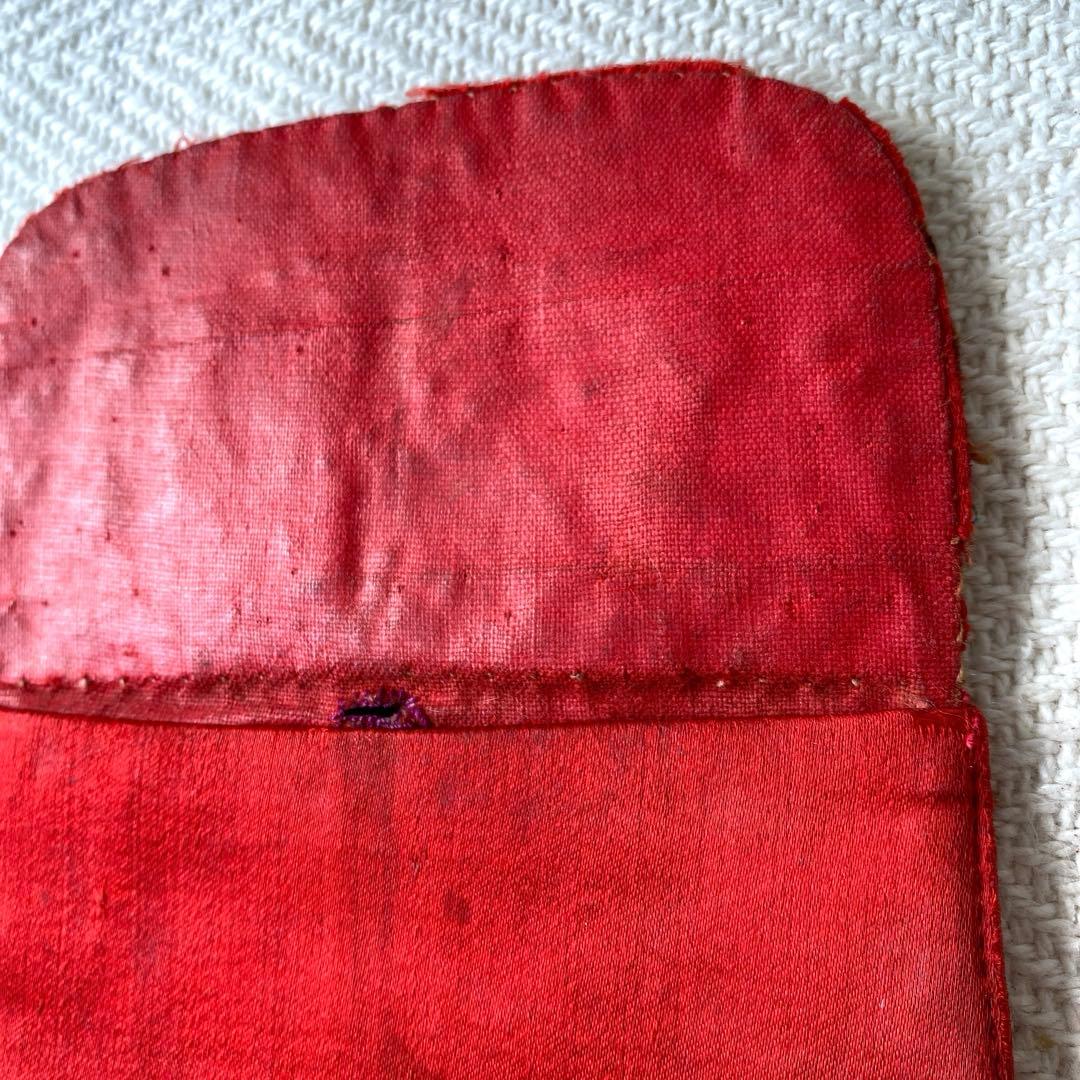 アンティーク シルクロード チャイナ チベット 赤シルク古刺繍 3口袋