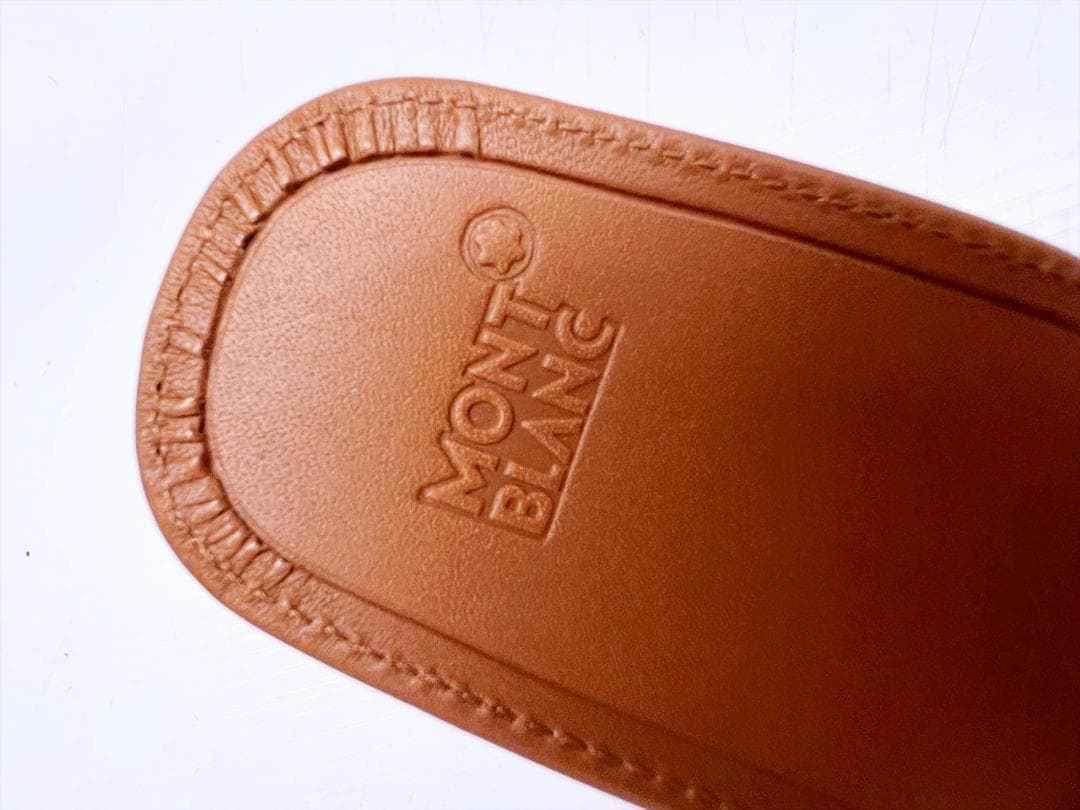 未使用 モンブラン ロゴ ペンケース 2本差し ブラウン レザー 3119579