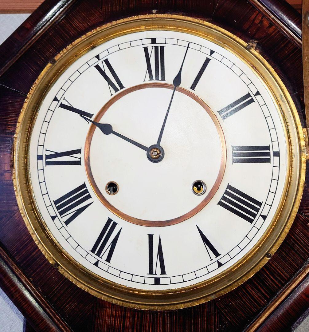 〈完動美品〉精工舎　大型十寸中玉縁八角尾長ゼンマイ振り子時計　アンティーク古時計