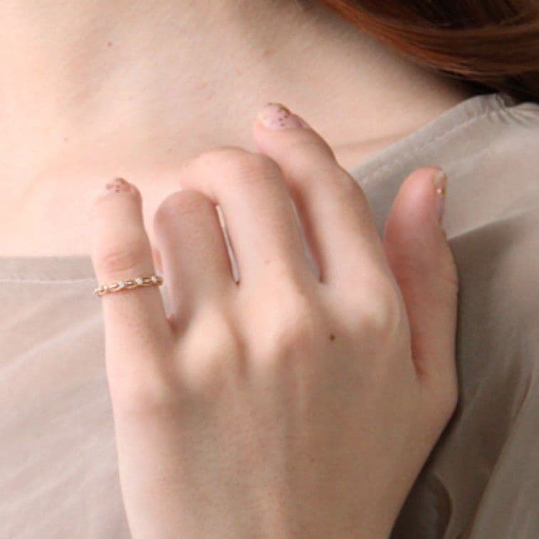 agete　K10 YG　透かし　ミルグレイン　ダイヤモンド　リング　1号