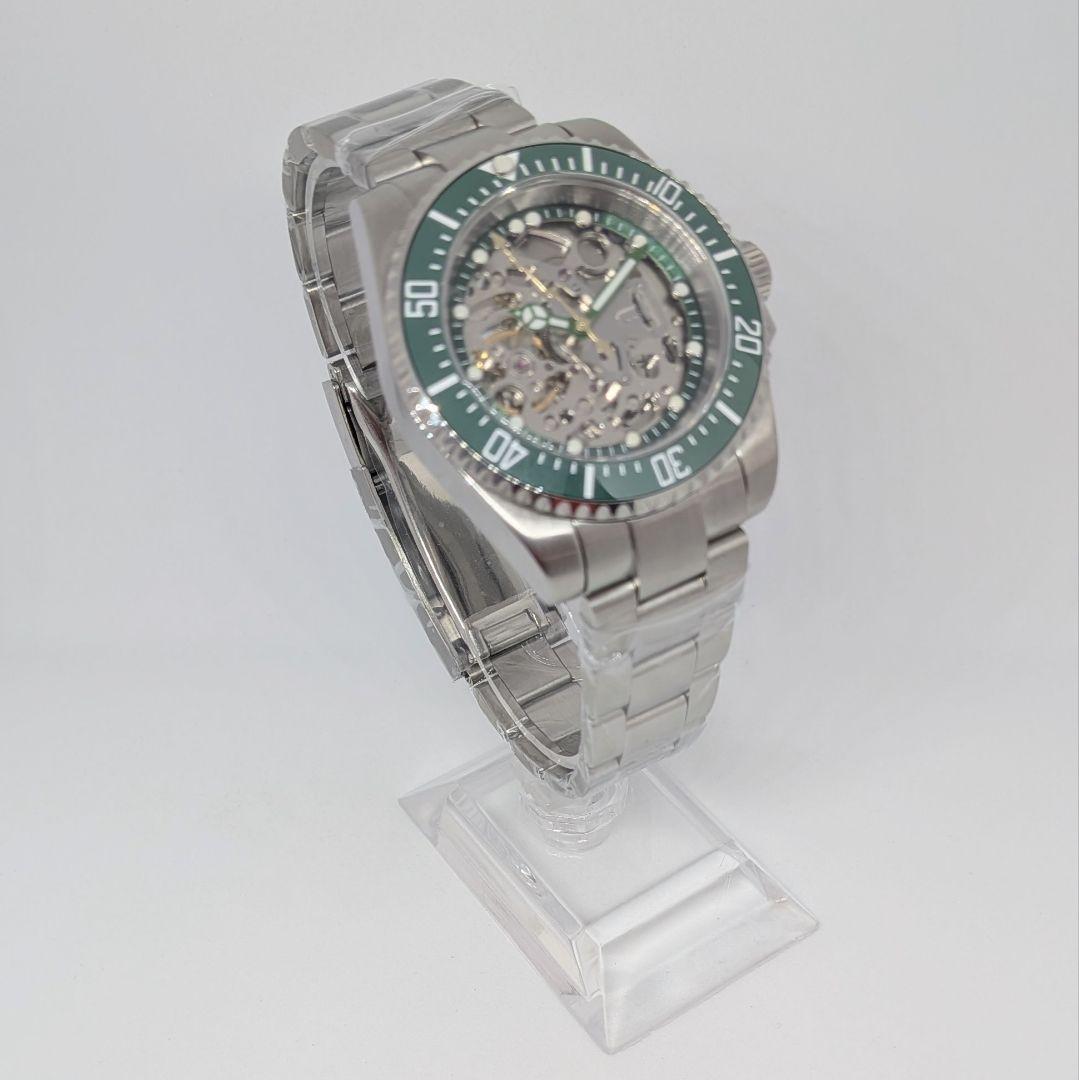 【NH70 MOD カスタム 自動巻 腕時計】カスタム 裏スケ 緑