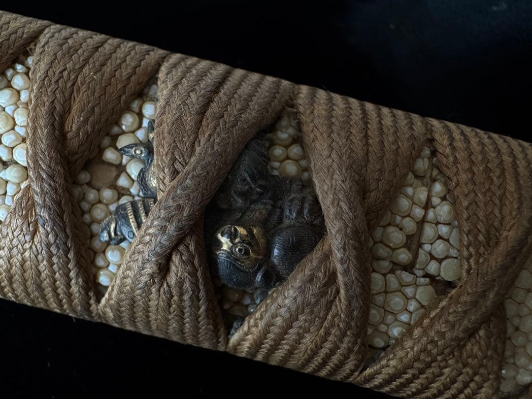 柄前 鵺退治図 柄巻 日本刀 刀装具 骨董 古美術 江戸時代 時代物