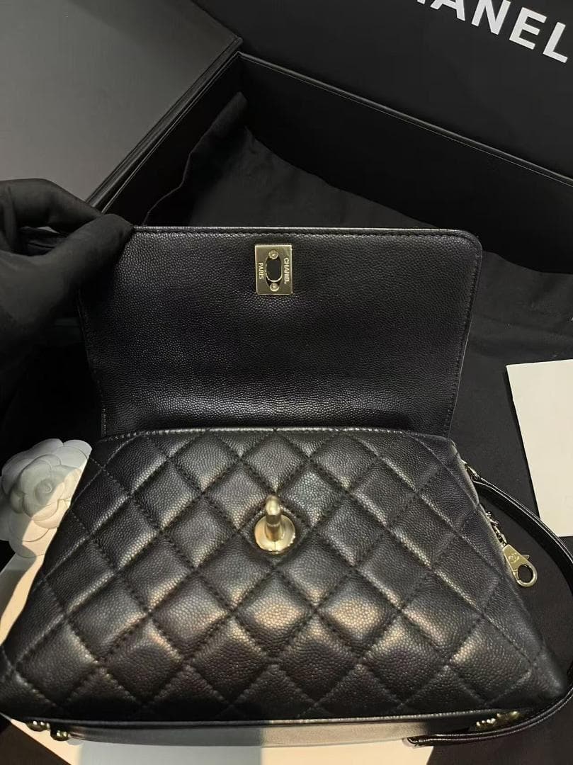 CH☆ANEL ブラック キルティング ハンドバッグ~~~