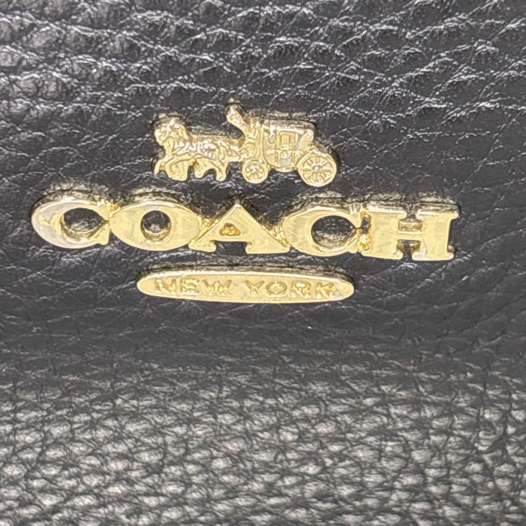 COACH ブラックレザー ショルダーバッグ カメラバッグ 金チェーンショルダー