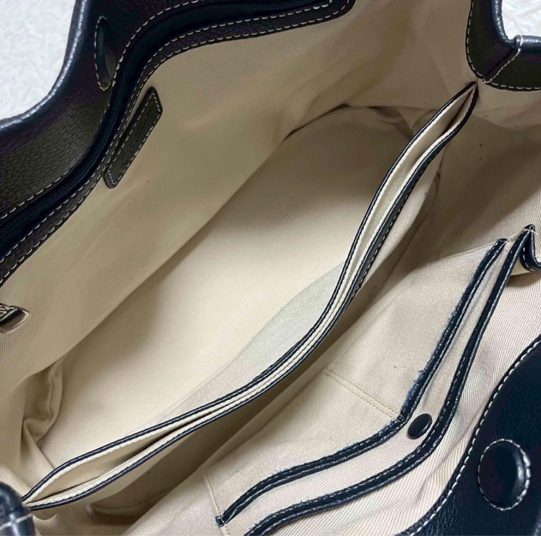 未使用級✨️キタムラ 元町 モトマチ ハンドバッグ チャーム付き ネイビー