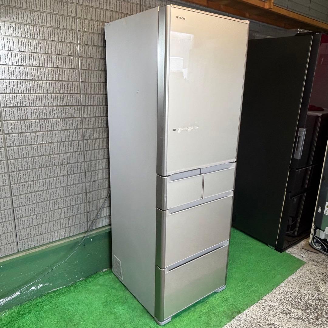 日立 401L 冷蔵庫 大容量 ガラス面 シャンパン 訳あり【地域限定配送無料】