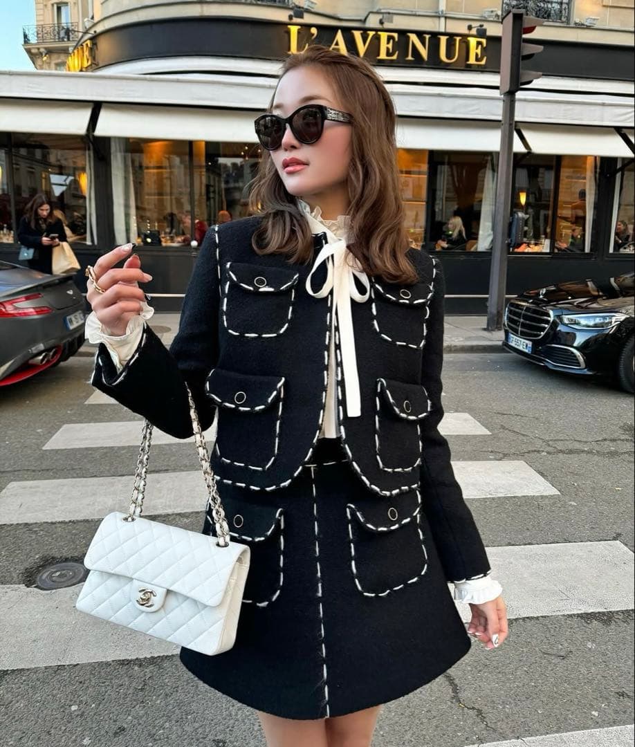 シェリエ sheller ステッチ ツイードキュロット スカート　Mサイズ