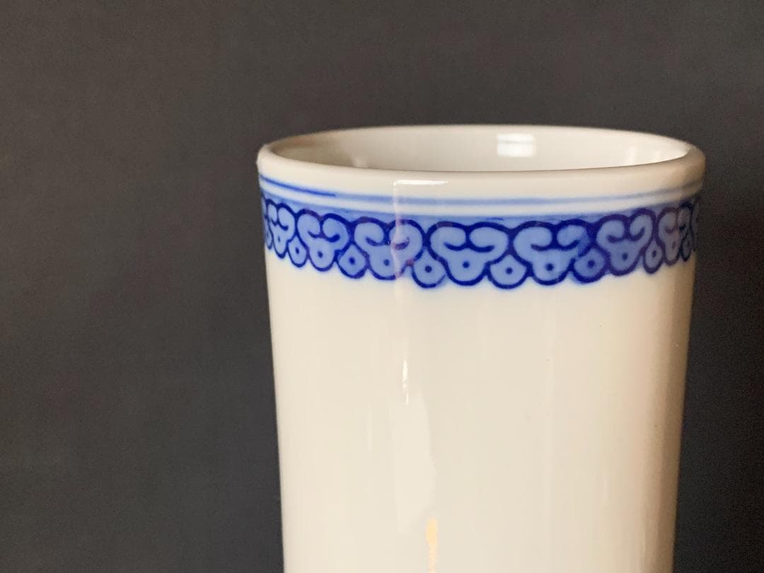 唐物 景徳鎮製 青花 染付 唐草花文 大花瓶 高さ