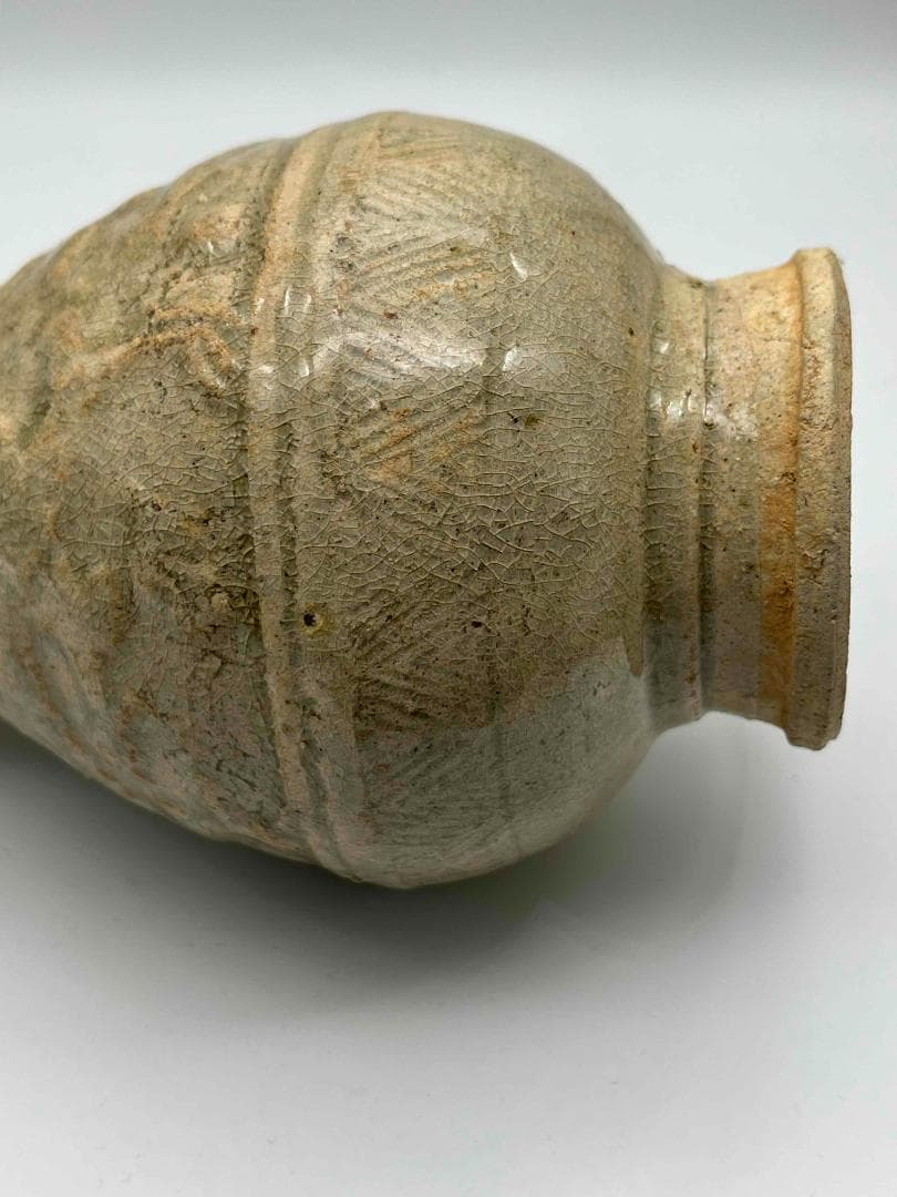 北宋時代 青白磁刻花龍文双耳瓶 景徳鎮 影青 唐