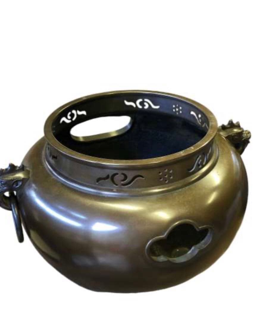 釜師 木村一無作 銀摘 共箱『唐銅鬼面風炉』茶道具/鉄瓶 古道具 - メルカリ