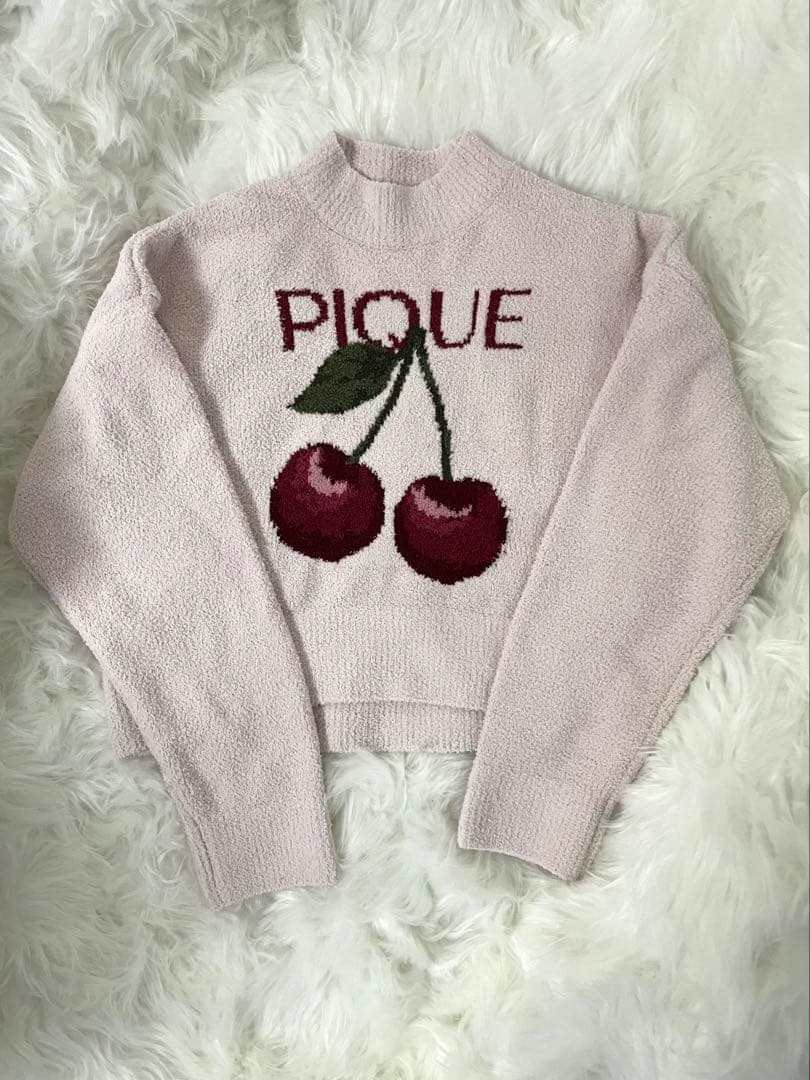 新品 ジェラートピケ チェリージャガードプルオーバー リブフレアショートパンツ