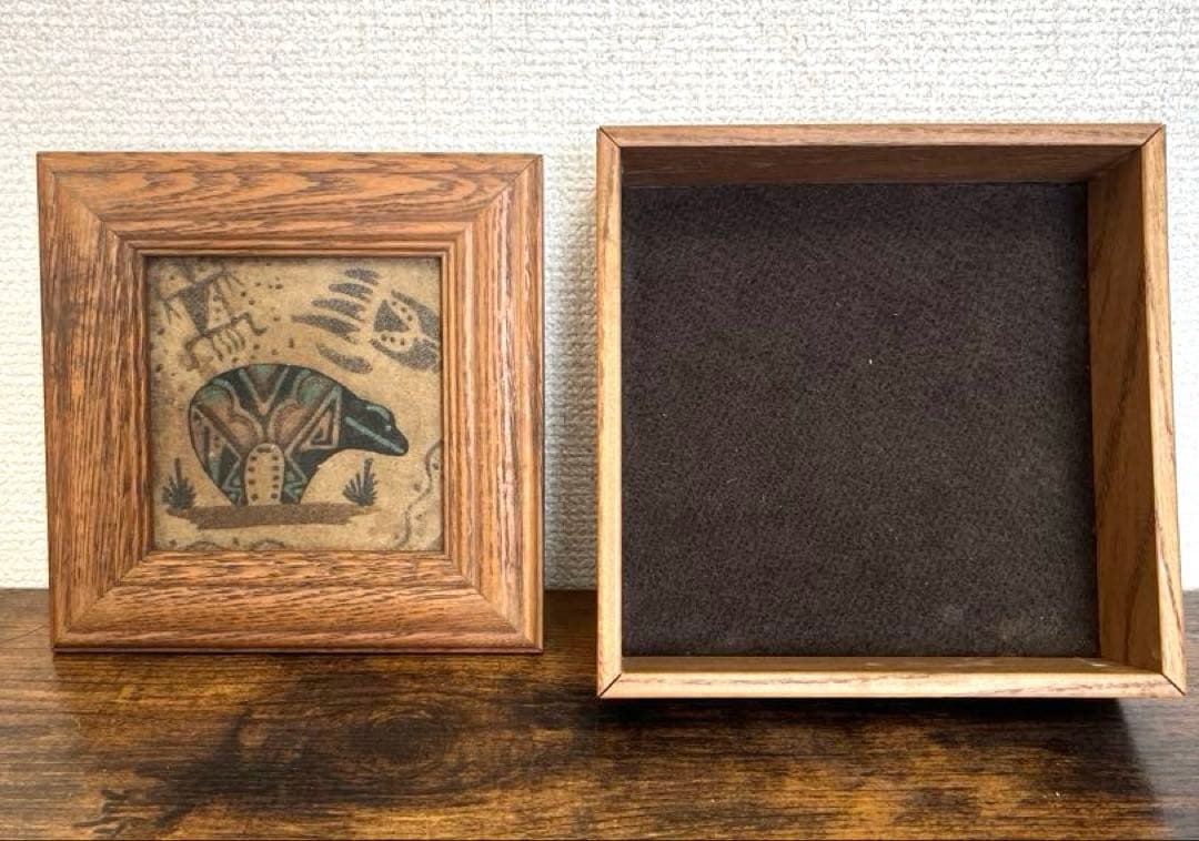 ネイティブアメリカン ナバホ族 サンドアート 砂絵ボックス 小物入れ