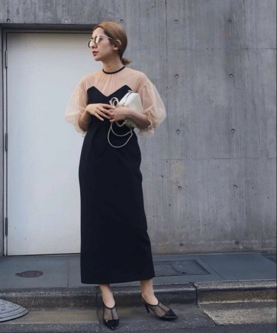 美品】Ameri vintage アメリ チュール ベロア ロングドレス