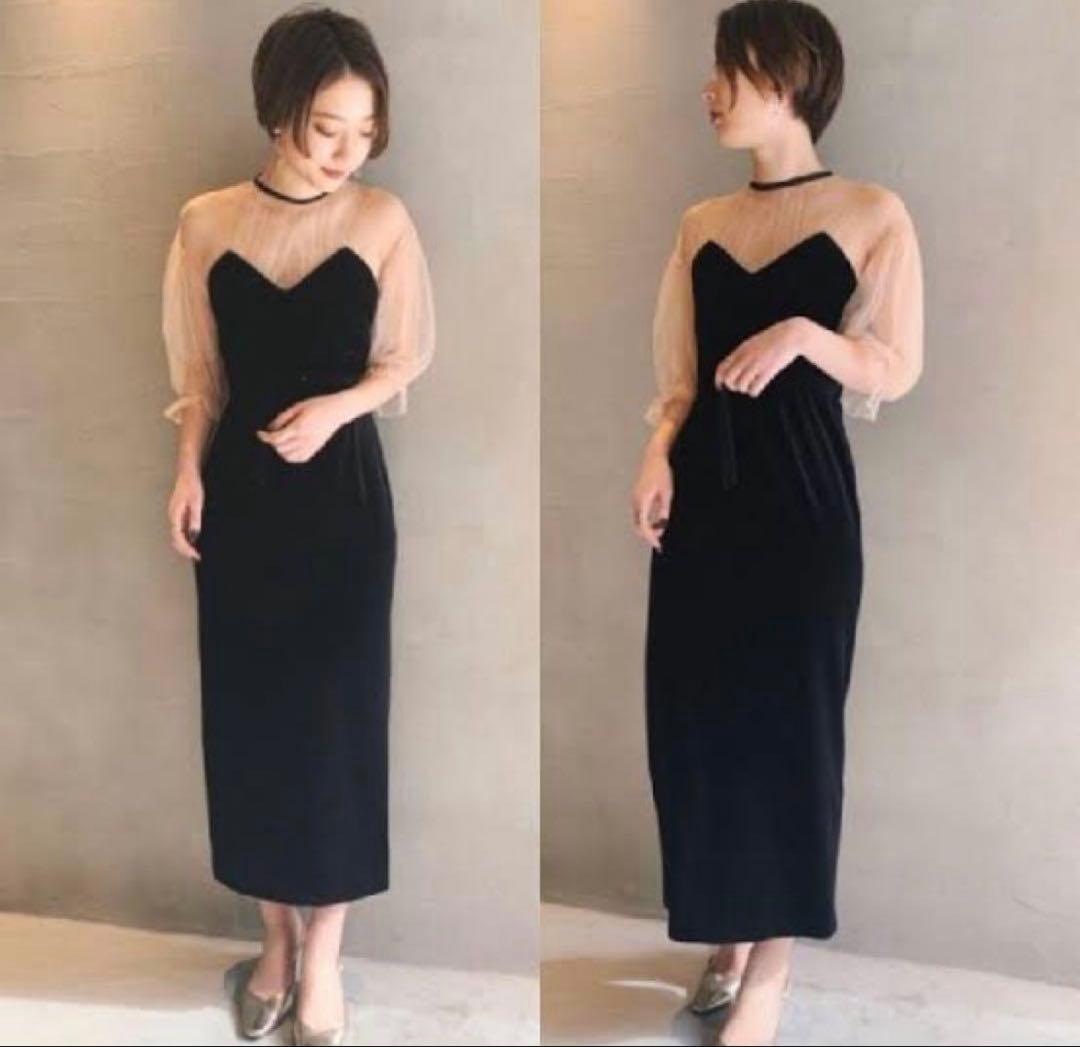 美品】Ameri vintage アメリ チュール ベロア ロングドレス