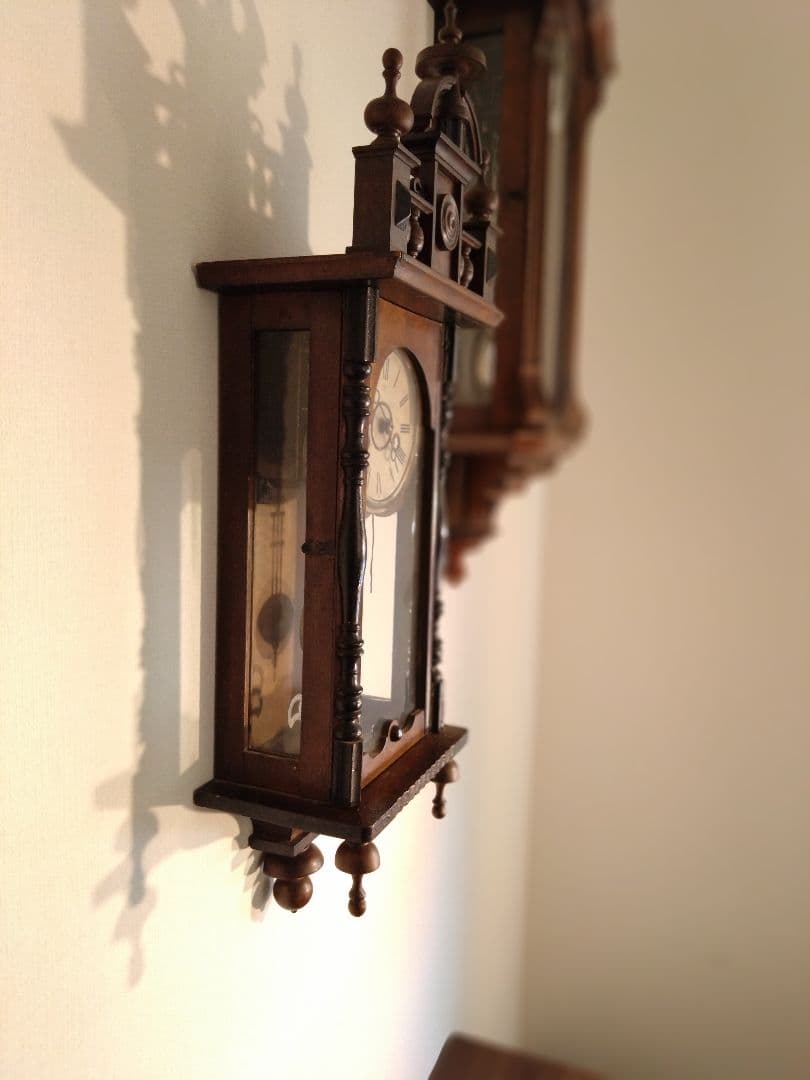 柱時計　ユンハンス　小型スリゲル　ゼンマイ　昭和レトロ　アンティーク　精工舎