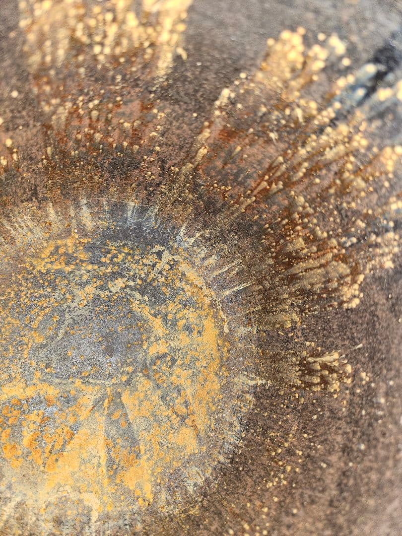 十三代 宮崎寒雉造 竹文筒釜 裏千家十四代淡々斎書付 共箱 茶道具　SW296