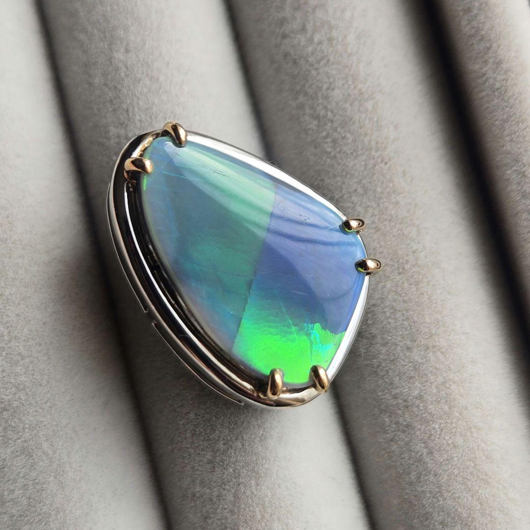 鮮色 8ct ブラックオパール ボールペン ライトニングリッジ産