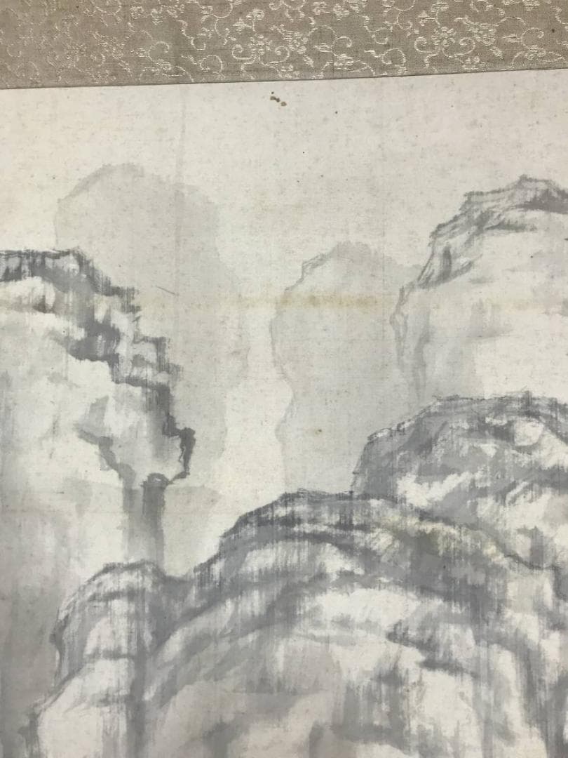 作者不詳/山渓人物図/山水図/掛軸/名家伝来/AC-513