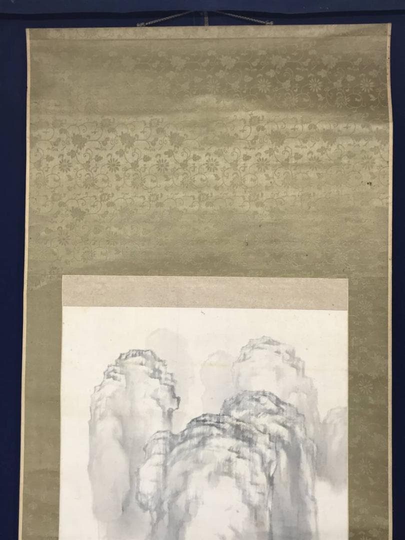 作者不詳/山渓人物図/山水図/掛軸/名家伝来/AC-513