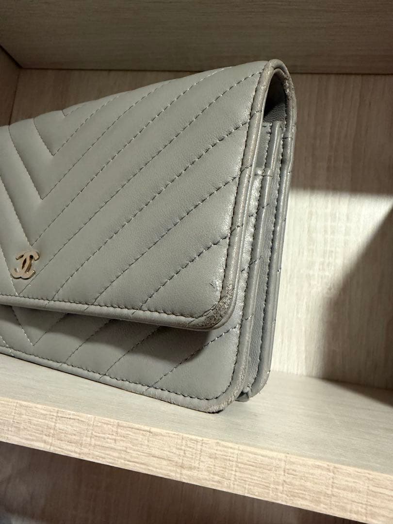 ム*ま様 CHANEL シャネル　グレー　チェーンウォレット　シェブロン　ゴール