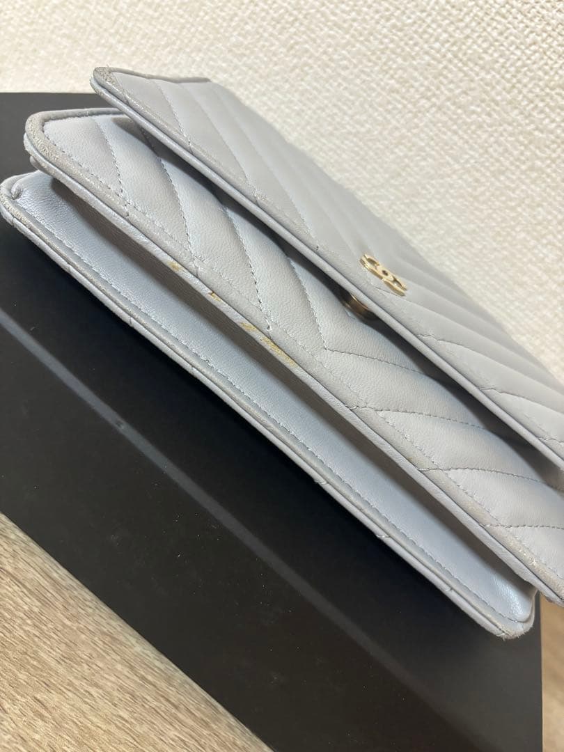 ム*ま様 CHANEL シャネル　グレー　チェーンウォレット　シェブロン　ゴール