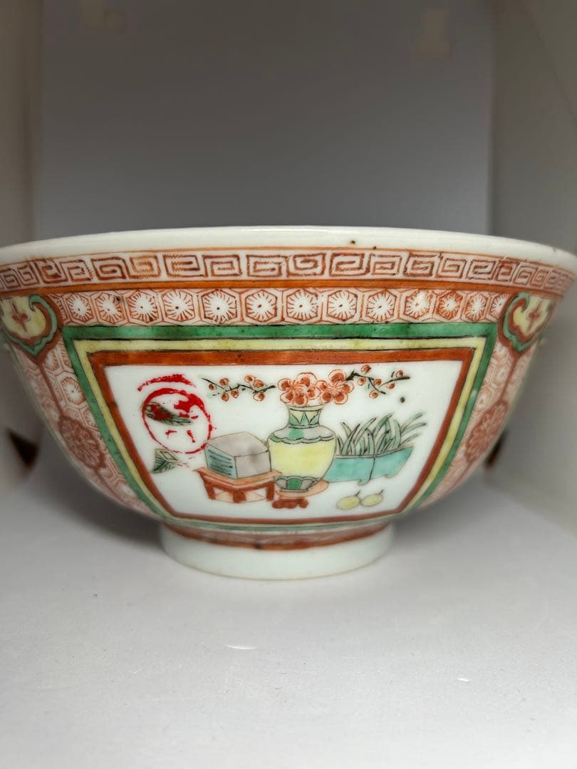 万暦赤絵】五彩 手描 窓絵深鉢 直径18cm 中国美術 時代骨董 古玩