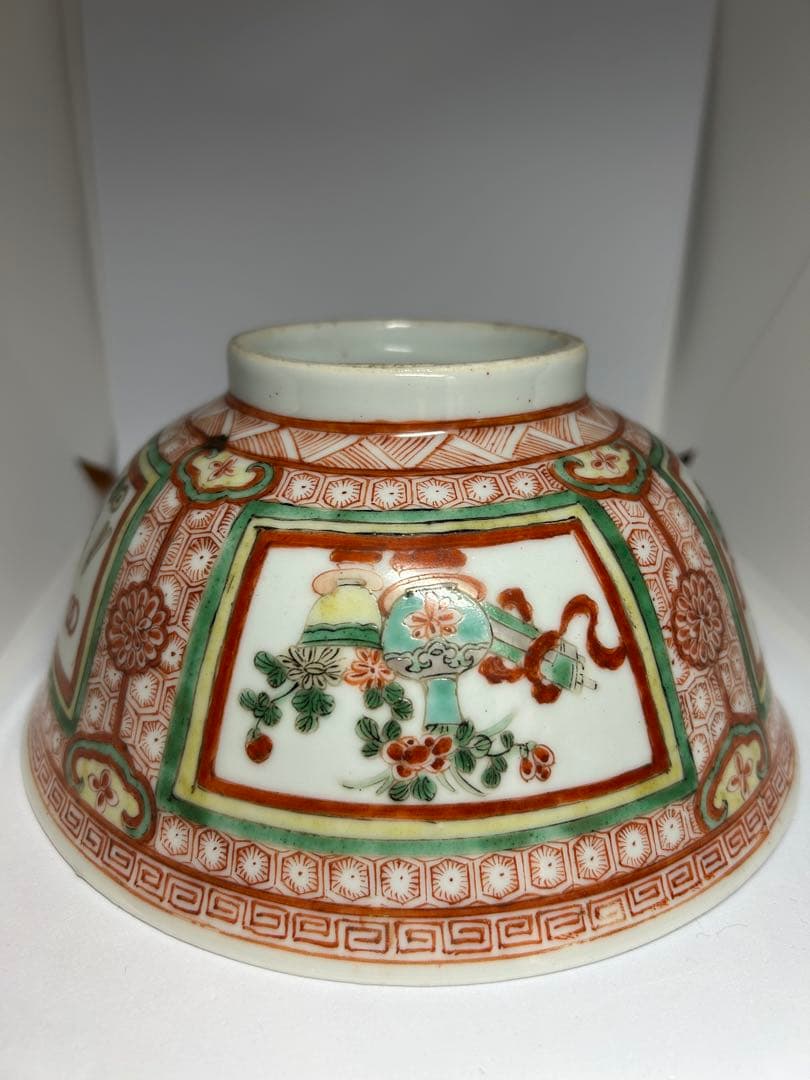 万暦赤絵】五彩 手描 窓絵深鉢 直径18cm 中国美術 時代骨董 古玩