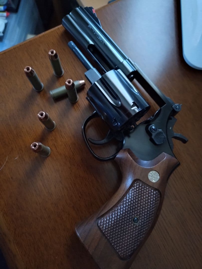 マルシン　m586 4インチ　WディープブラックABS　モデルガン木製グリップ